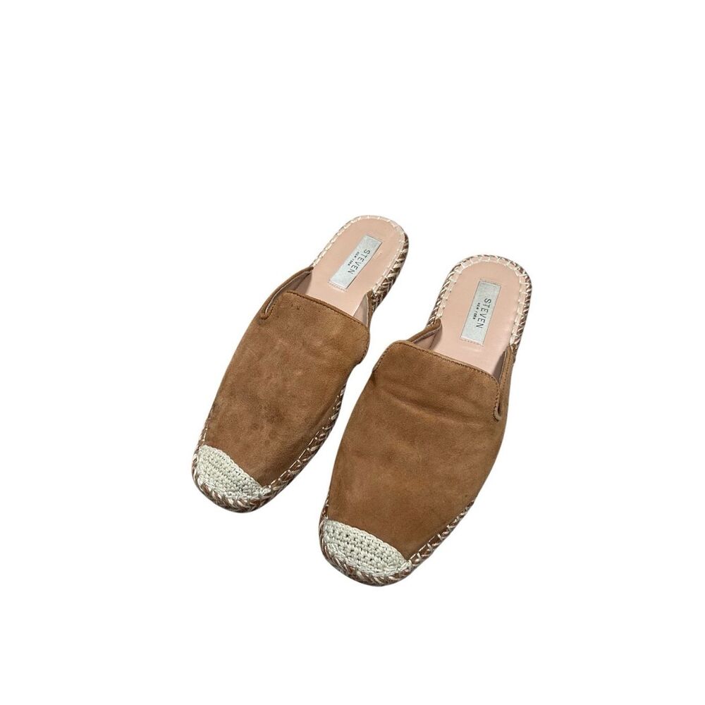 Steven High Mule Tan Suede Leather Espadrille Flats Slip On Shoes Women’s 8